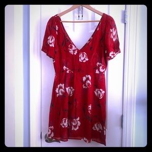 EUC - Red floral printer Reformation dress